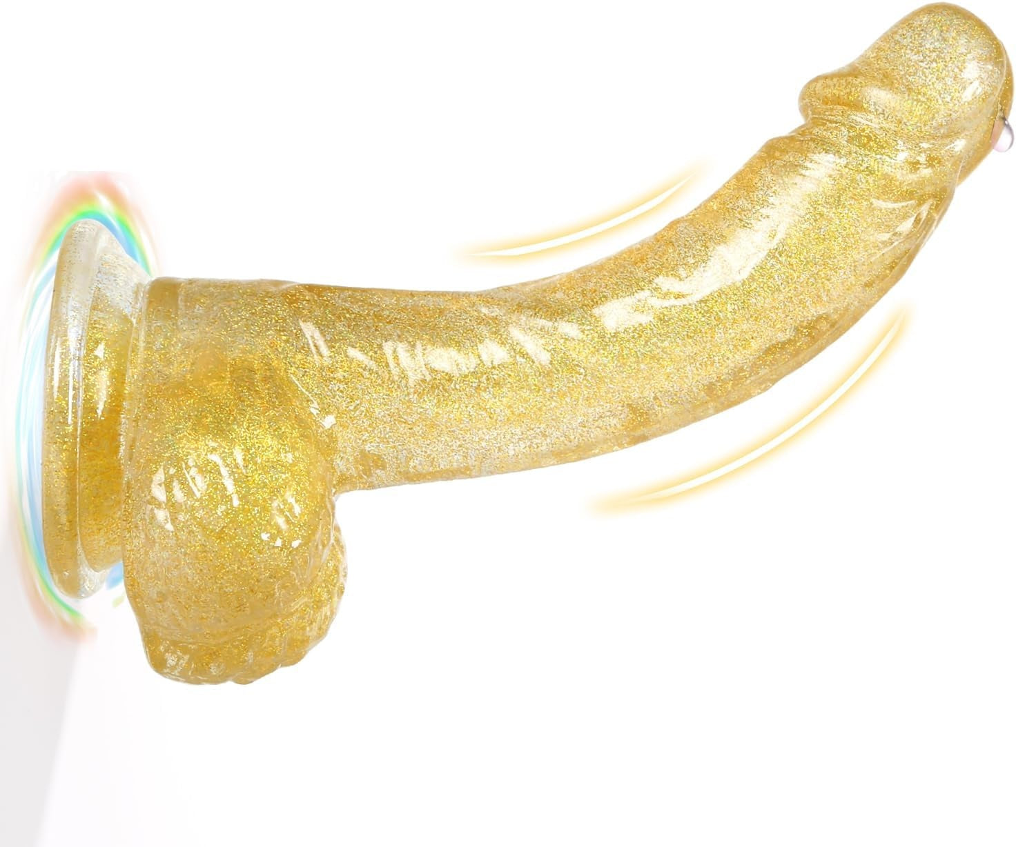 Realistic Dildos Adult Sex Toys - 7.9” Strapless Strap-On G Spot Dildos with Strong Suction Cup for Women Vaginal Anal Sex, Soft Lifelike Penis Dildo Female Womens Couple Anal Sex Toys (Golden)