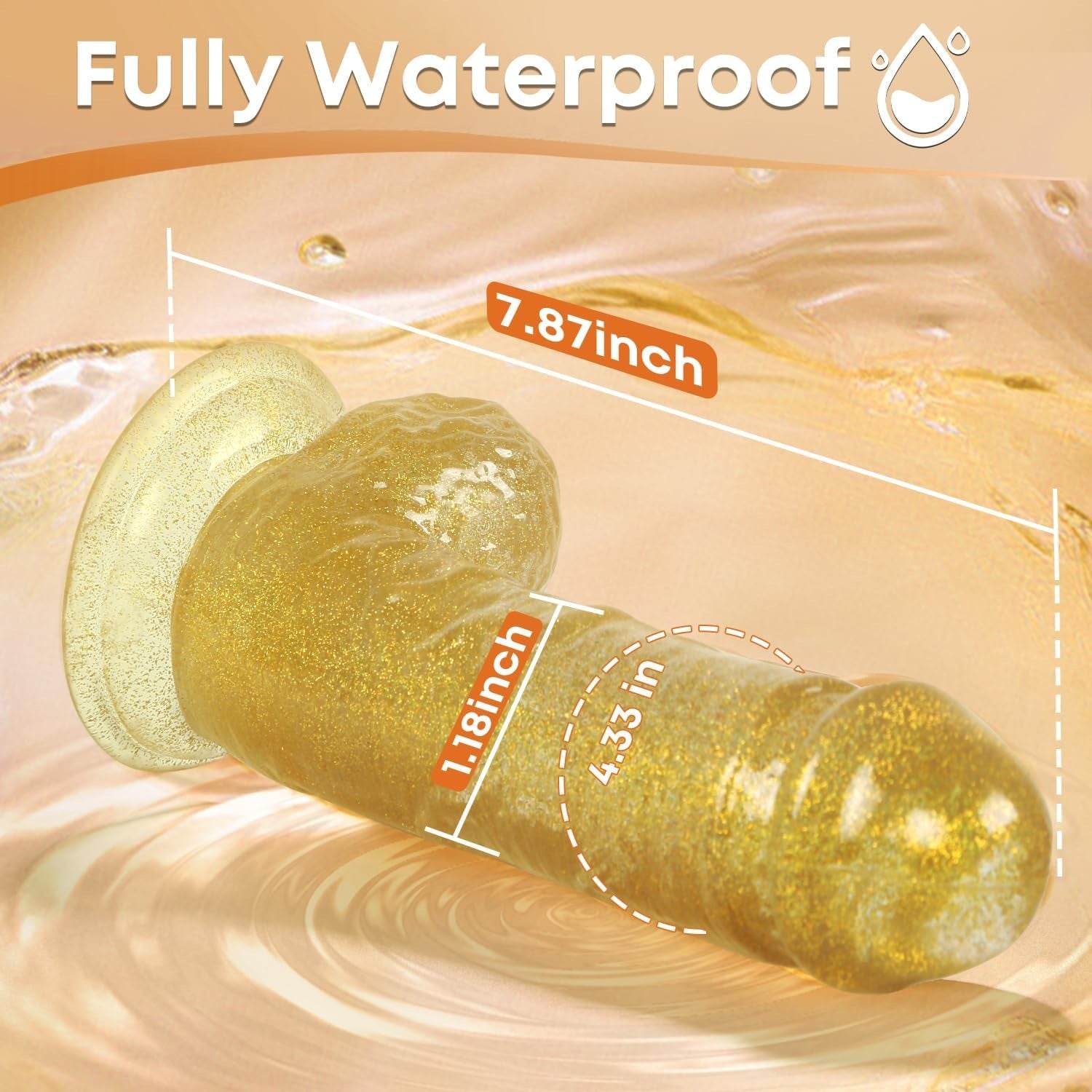 Realistic Dildos Adult Sex Toys - 7.9” Strapless Strap-On G Spot Dildos with Strong Suction Cup for Women Vaginal Anal Sex, Soft Lifelike Penis Dildo Female Womens Couple Anal Sex Toys (Golden)